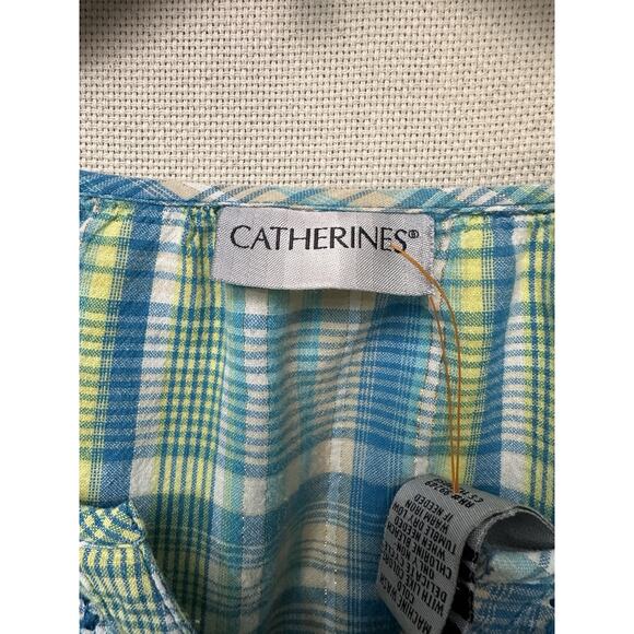 Catherines Women’s 1X 18/20 Teal Blue/Yellow/White 3/4 Sleeves Spring Easter - Picture 8 of 12